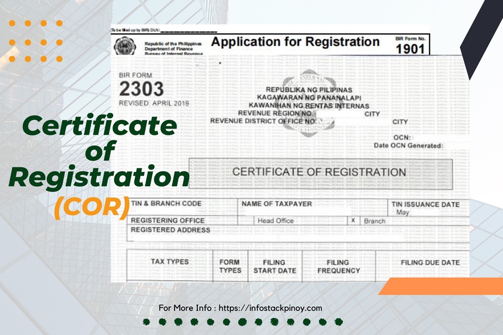 BIR Certificate Of Registration (COR) Is The BIR Form 2303